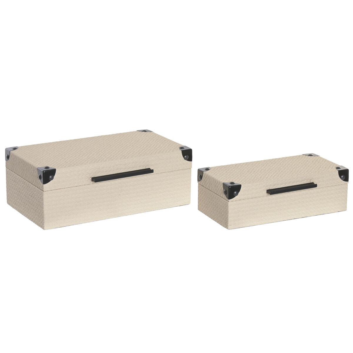 Smyckeskrin Home ESPRIT Svart Beige Trä 34 x 20 x 12 cm (2 antal)