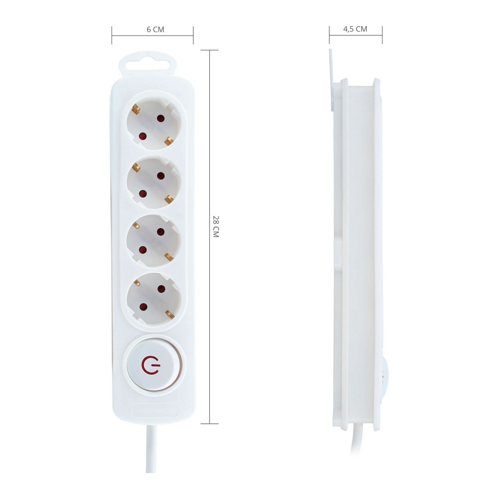 Ellist 4 Tomas-uttag med brytare TM Electron 250 V - 3