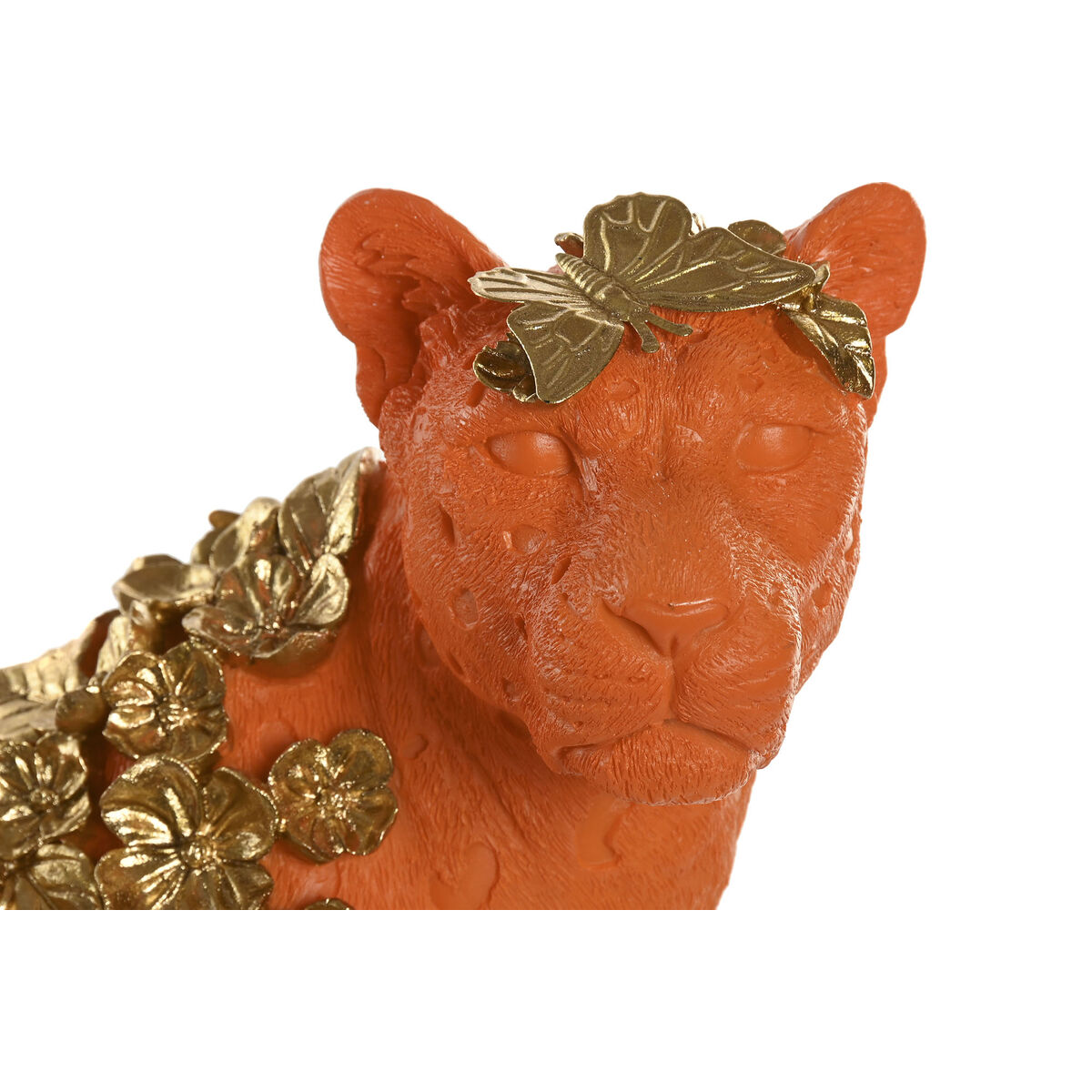 Prydnadsfigur Home ESPRIT Orange Gyllene Leopard 60 x 21,5 x 43 cm - 2