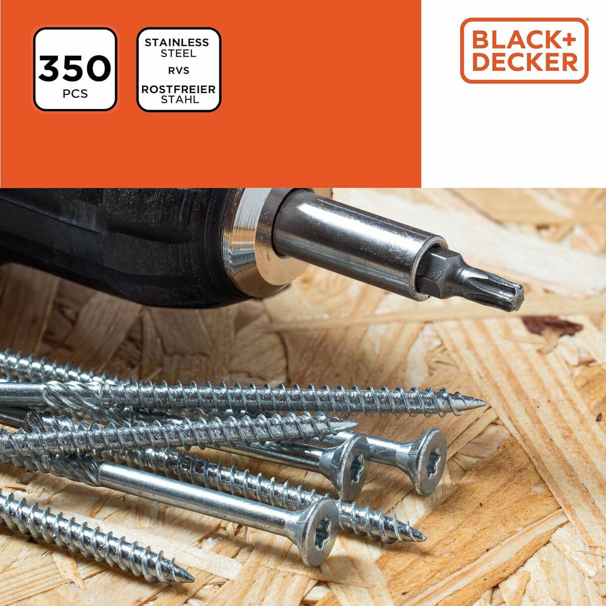 Skruvsats Black & Decker Pozidriv Trä 350 Delar - 5