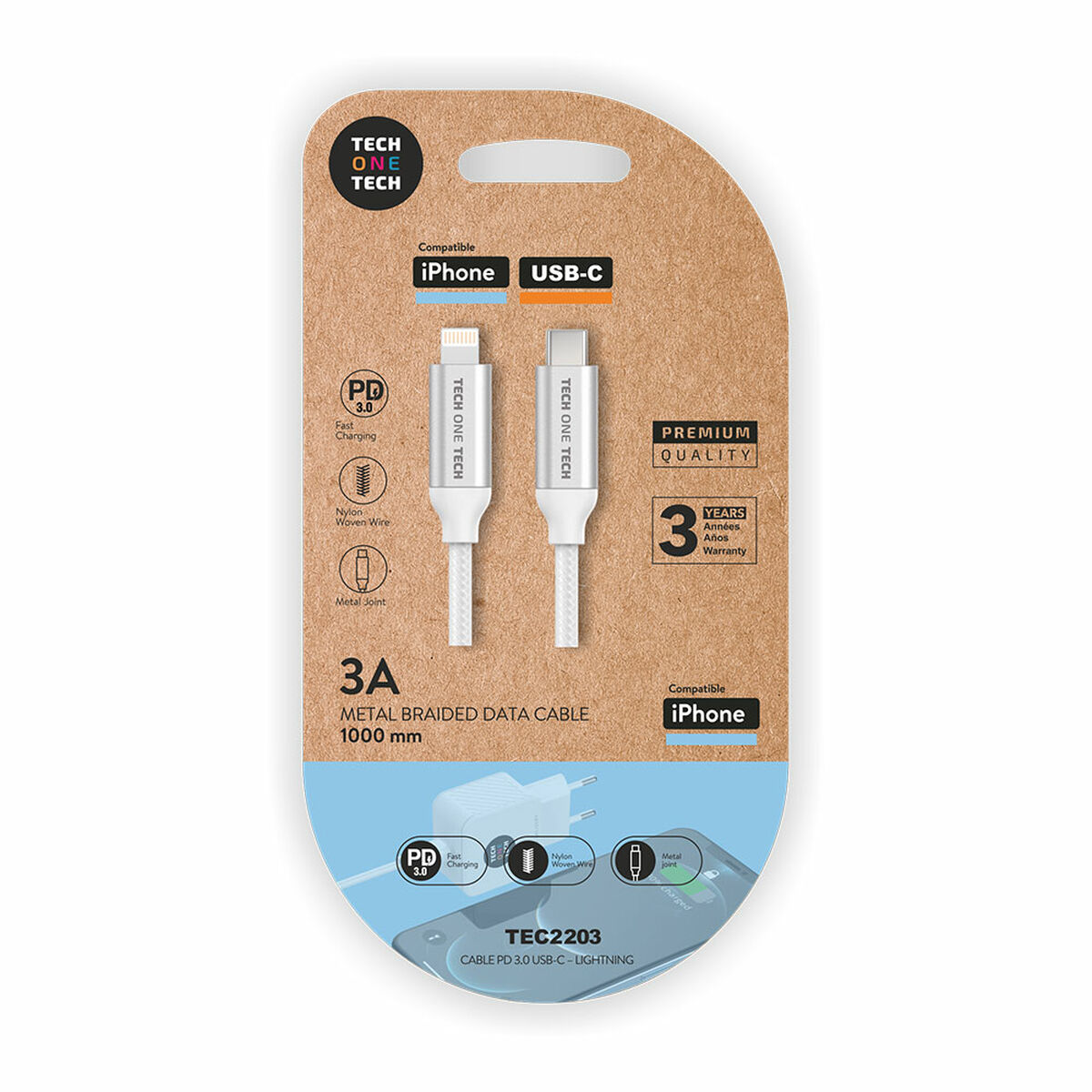 Kabel USB-C till Lightning Tech One Tech TEC2203