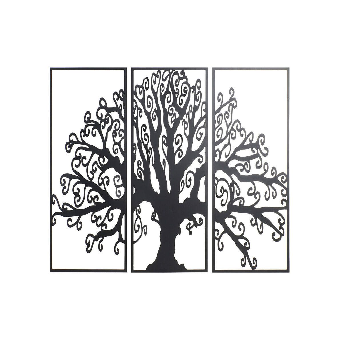 Väggdekoration DKD Home Decor 3 Delar Svart Träd Metall (105 x 1,3 x 91 cm)