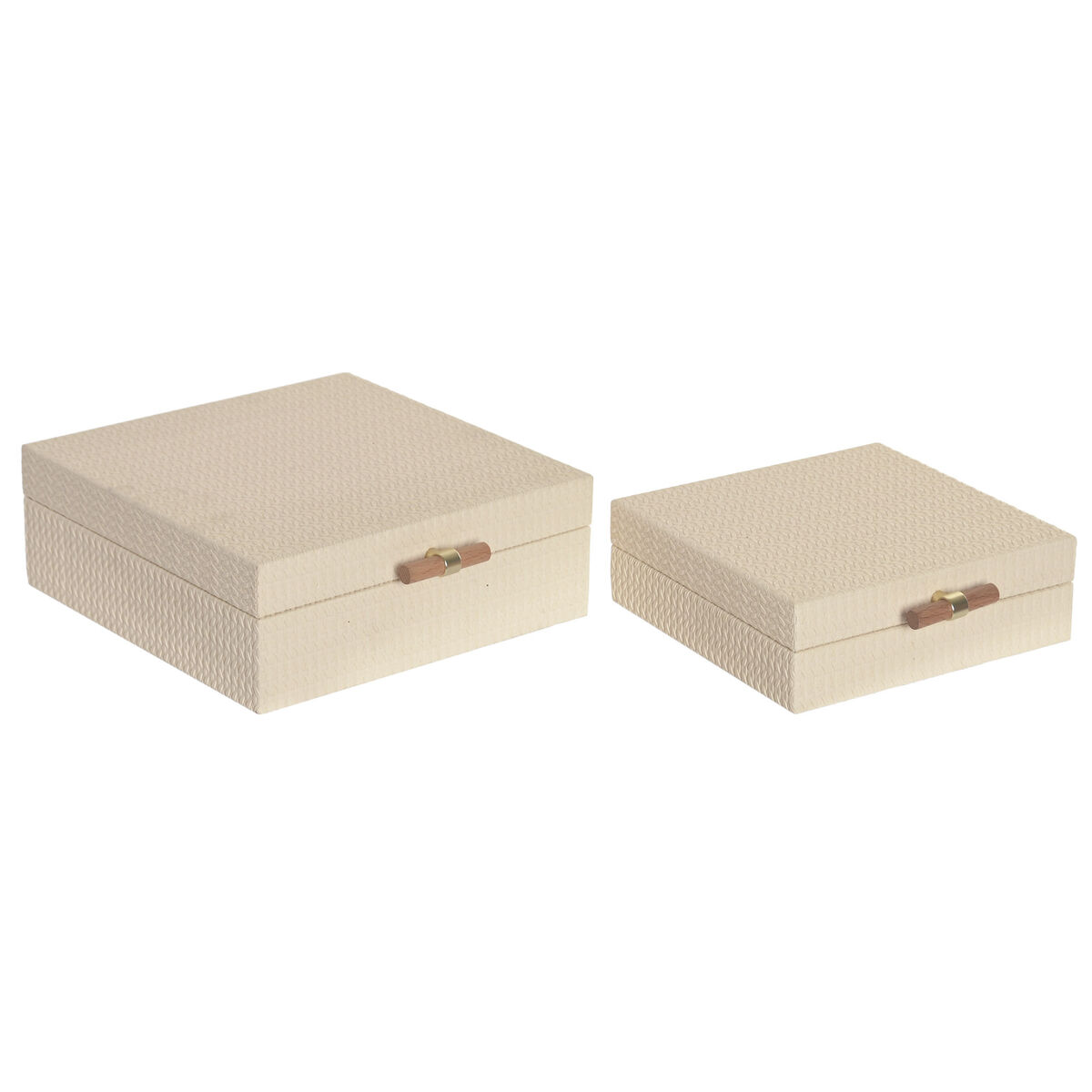 Smyckeskrin Home ESPRIT Beige Trä 25 x 25 x 10 cm (2 antal)