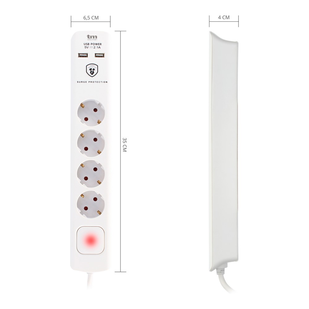 Ellist 4 Tomas-uttag med brytare TM Electron 230 V - 3