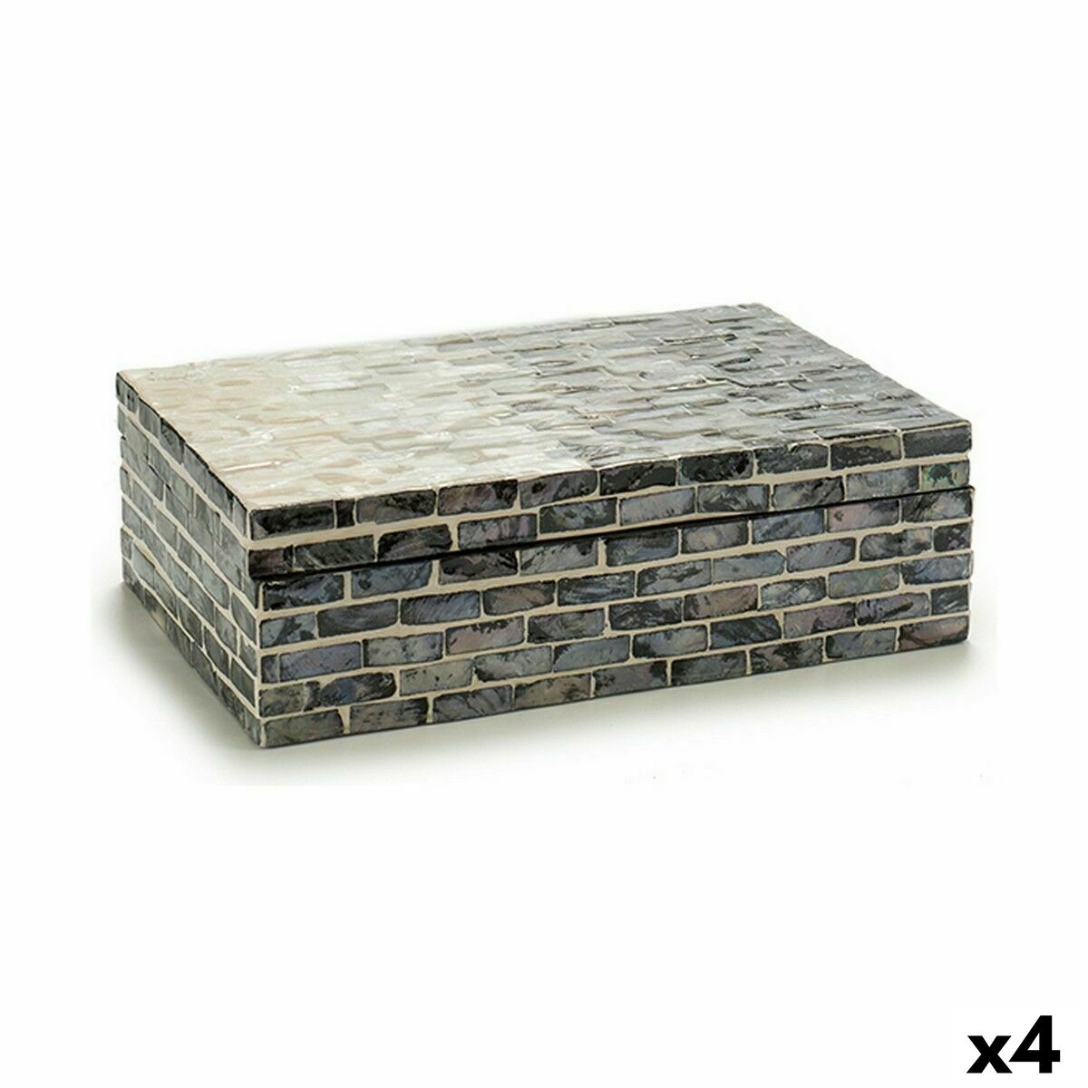 Dekorationslåda Gift Decor Grå Pärlemor spånskiva (4 antal)