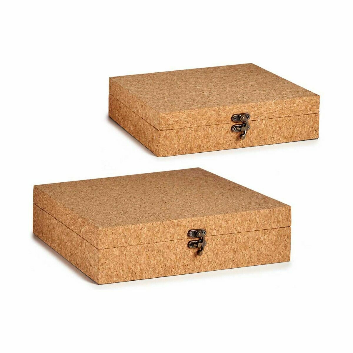 Uppsättning med Dekorativa Lådor Brun Kork Trä MDF (6 antal) - 4
