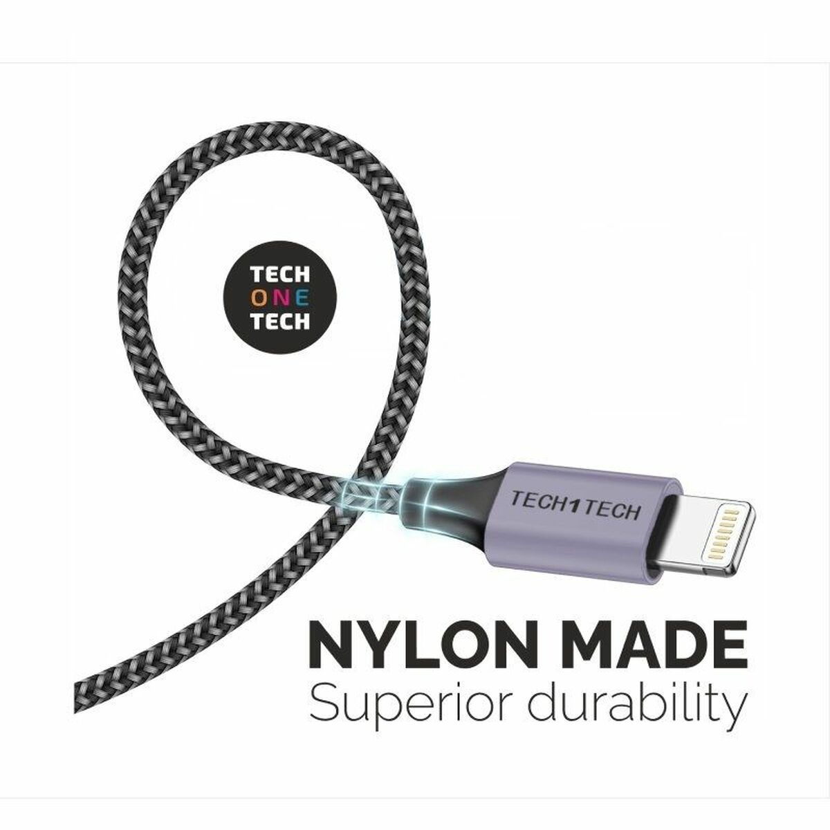 Kabel Lightning Tech One Tech TEC2022 Grå - 2