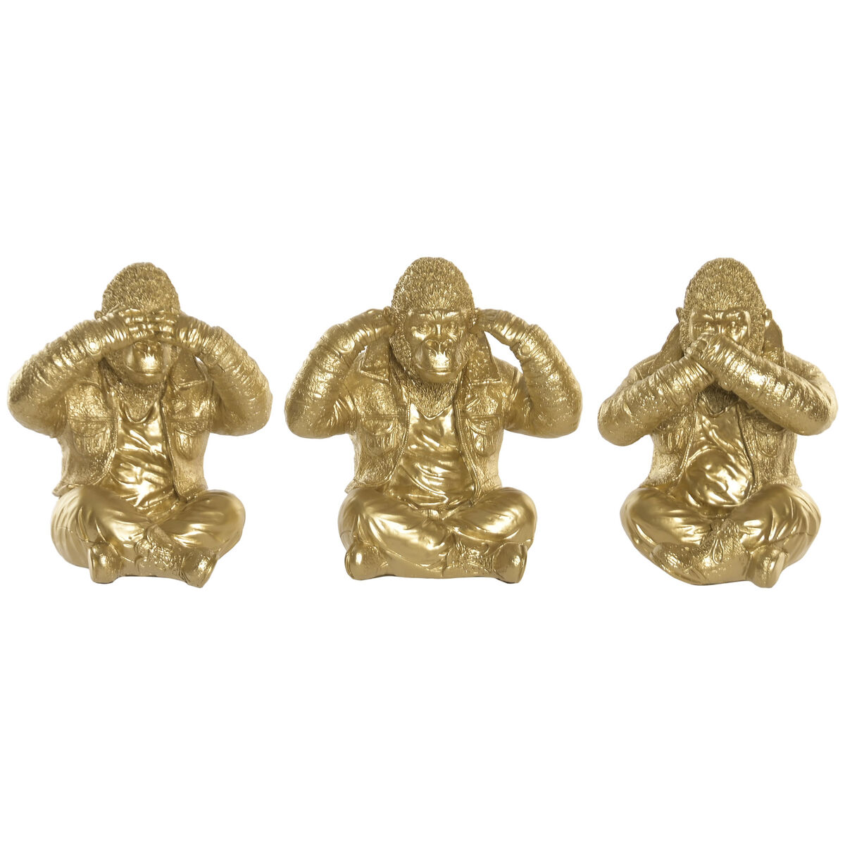 Prydnadsfigur Home ESPRIT Gyllene Gorilla (3 antal)