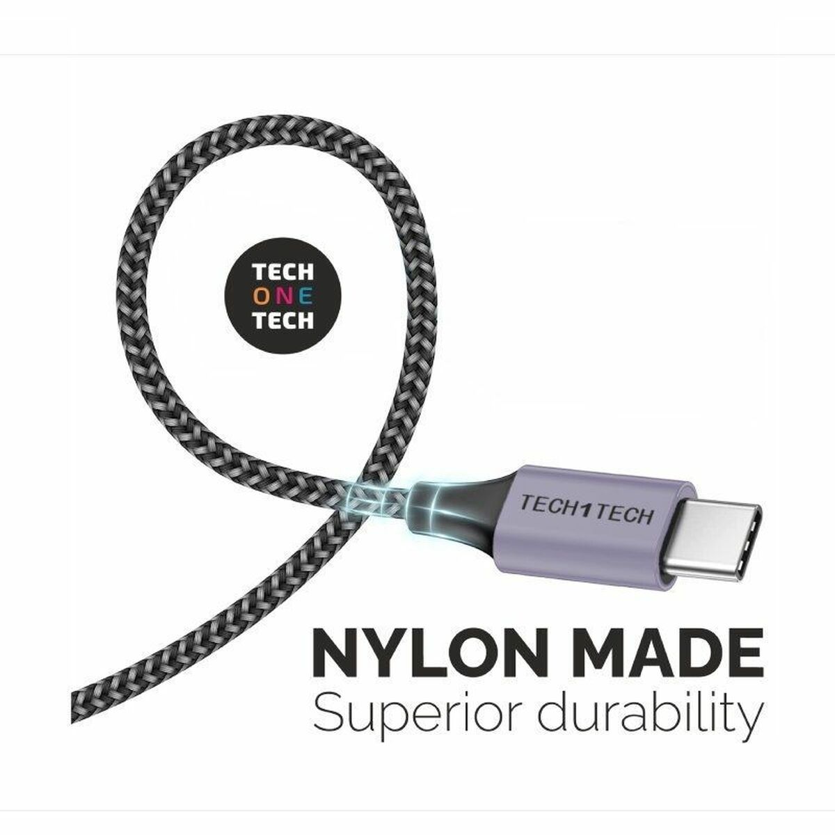 USB A till USB-C Kabel Tech One Tech TEC2023 Grå - 2
