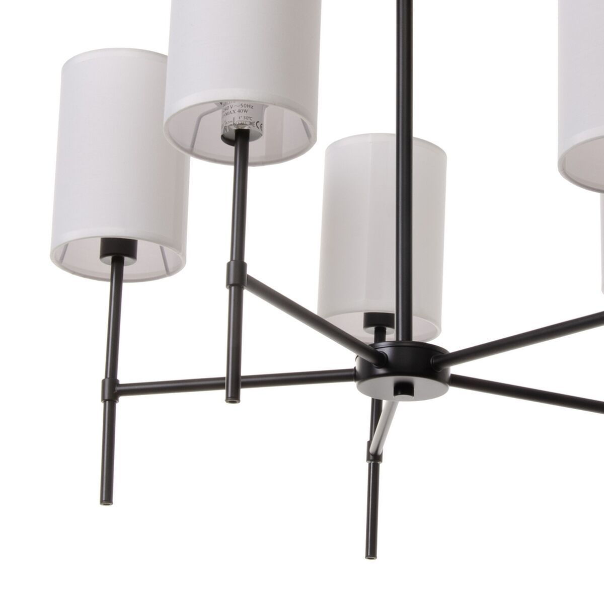 Taklampa 64 x 64 x 38 cm Svart Metall Vit Ø 18 cm - 6