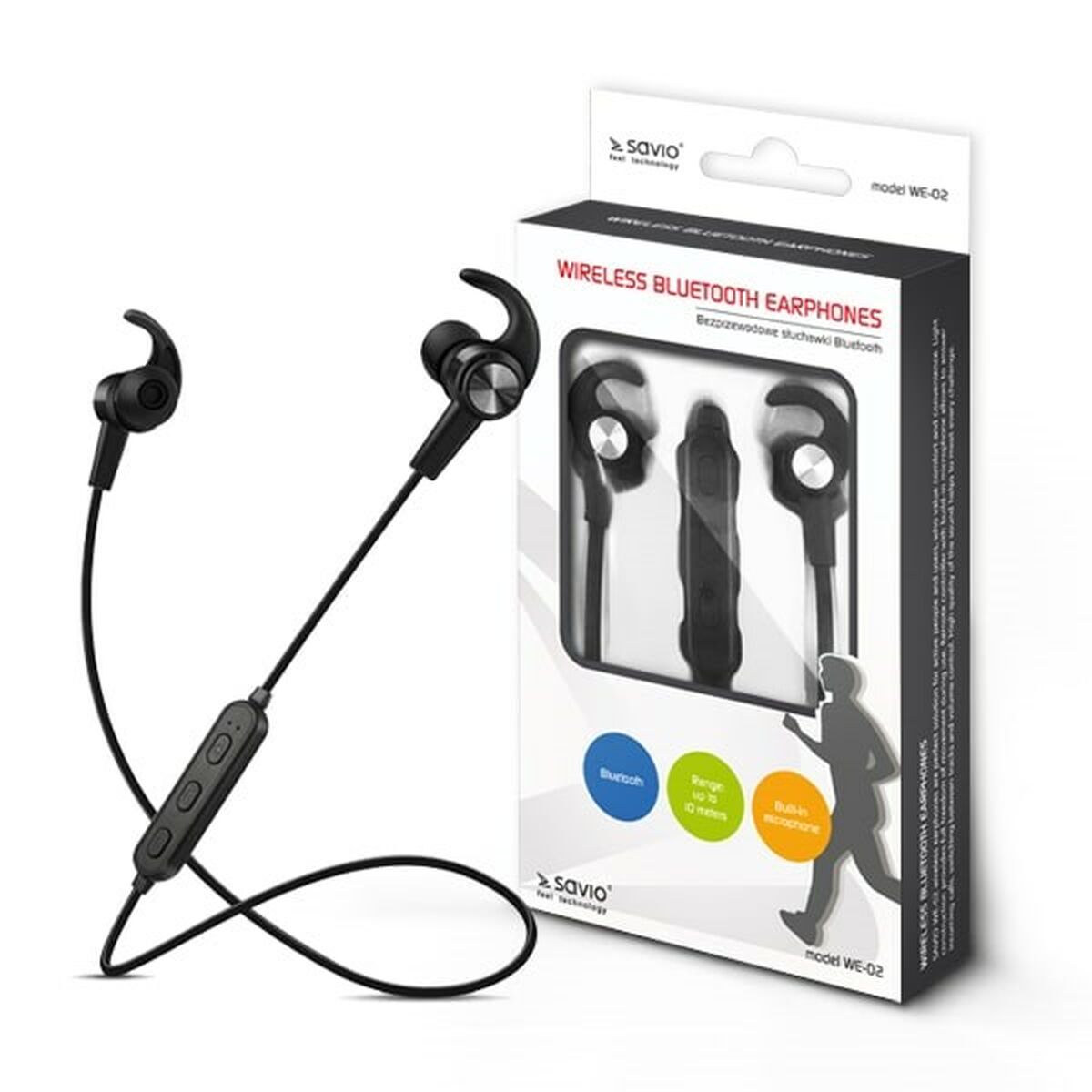 Bluetooth Sporthörlurar Savio WE-02 Svart - 5