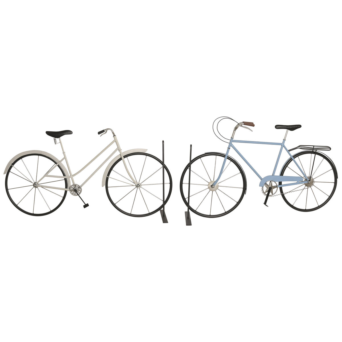 Väggdekoration Home ESPRIT Vit Svart Celeste Cykel Shabby Chic (2 antal)