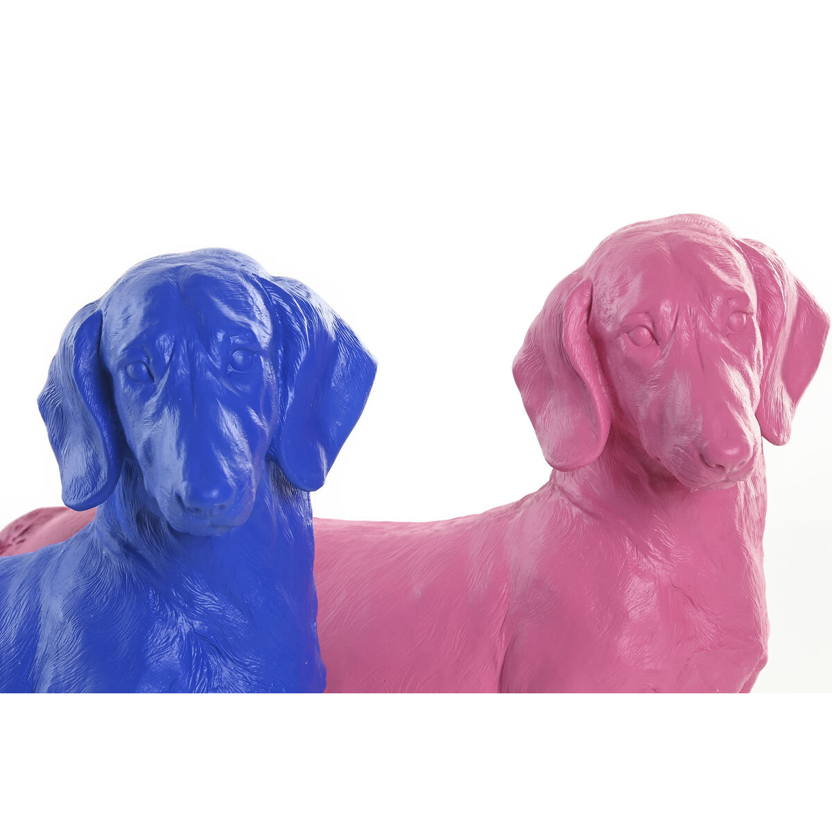 Prydnadsfigur Home ESPRIT Blå Rosa Hund 37 X 16,5 X 25 CM (2 antal) - 2