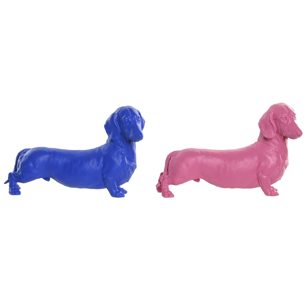Prydnadsfigur Home ESPRIT Blå Rosa Hund 37 X 16,5 X 25 CM (2 antal)