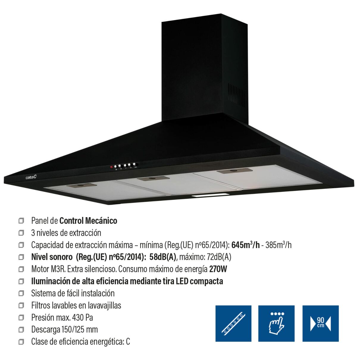 Konventionell fläkt Cata OMEGA BK 900 Svart - 5