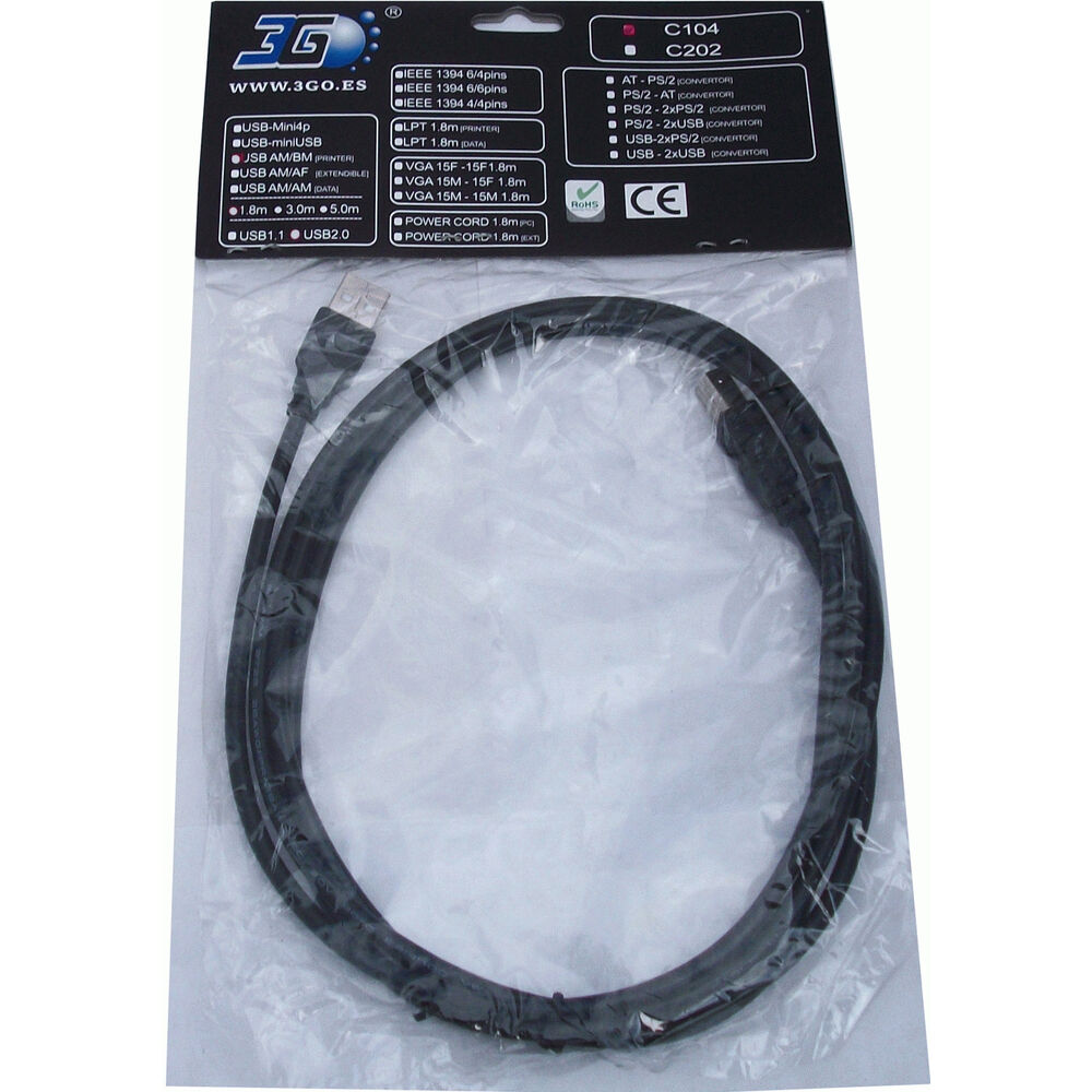 Kabel OTG USB 2.0 Micro 3GO 1.8m USB 2.0 A/B Svart 1,8 m - 2