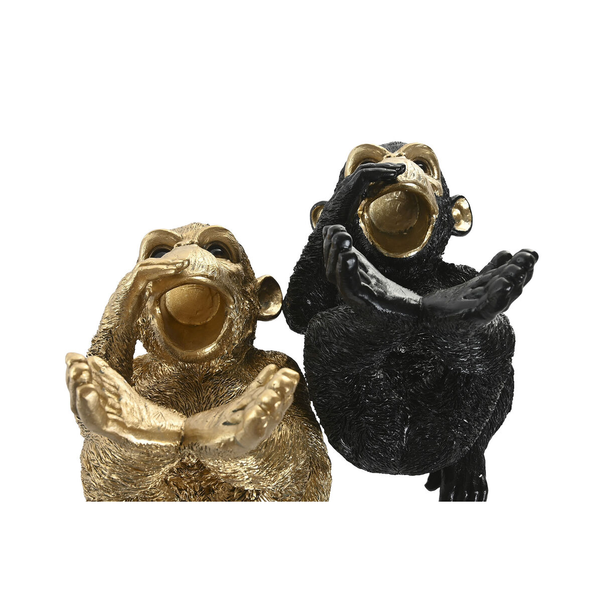 Prydnadsfigur Home ESPRIT Svart Gyllene Apa 24,5 X 15 X 22,5 CM (2 antal) - 3
