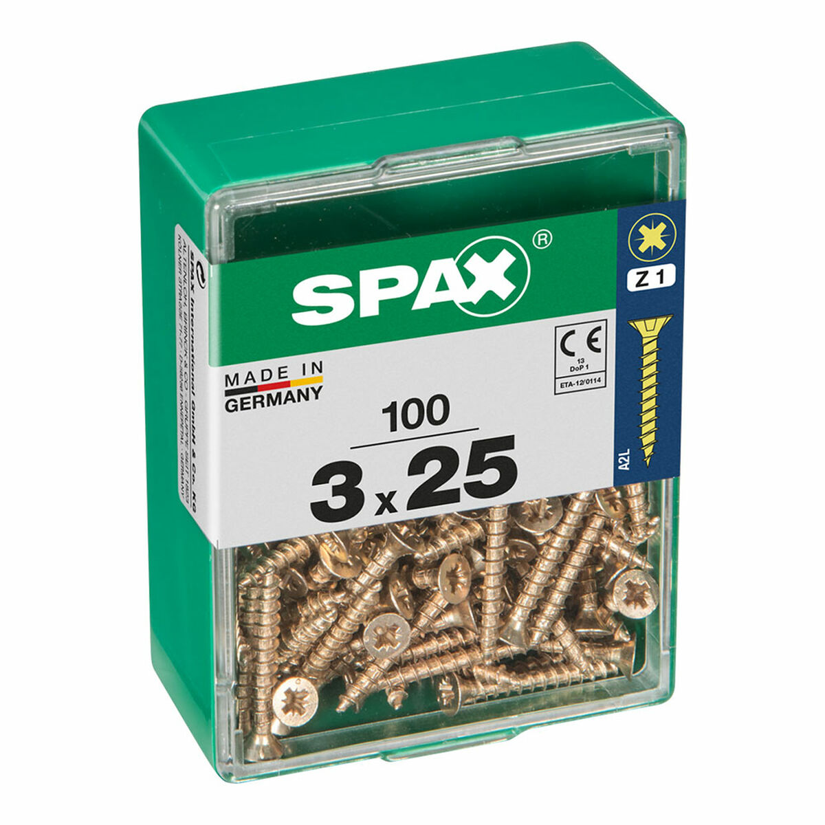 Låda med skruvar SPAX Träskruv Platt huvud (3,0 x 25 mm) - 2