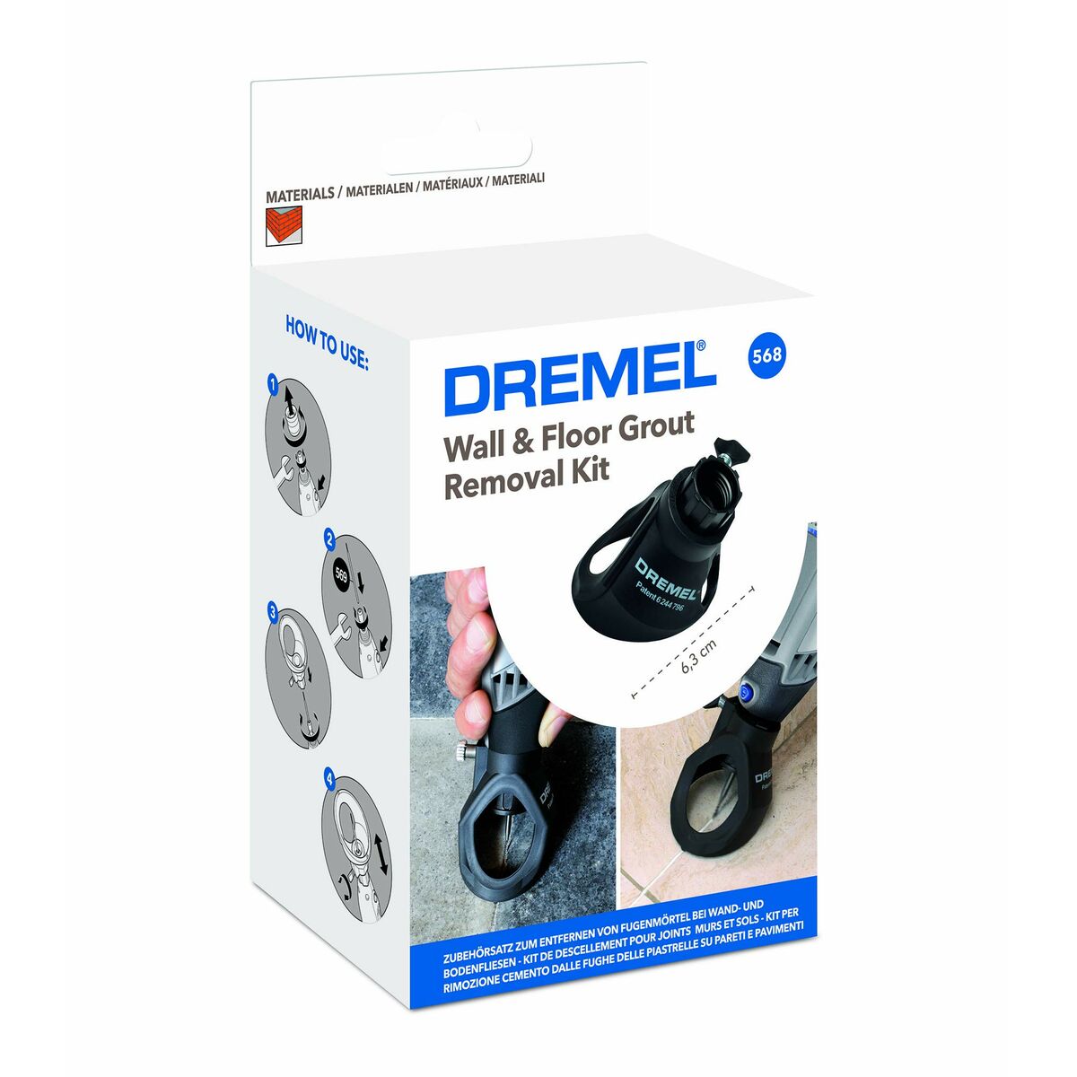 Kit för att ta bort injekteringsbruk från väggar och golv Dremel 568 - 7