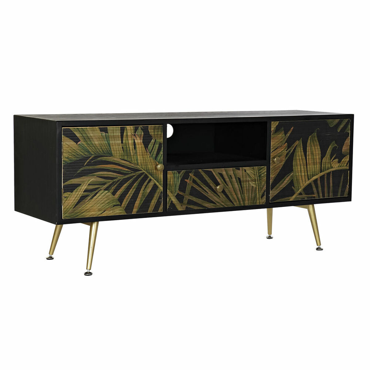 Skänk DKD Home Decor Svart Grön Metall Gran Trä MDF 140 x 40 x 58 cm