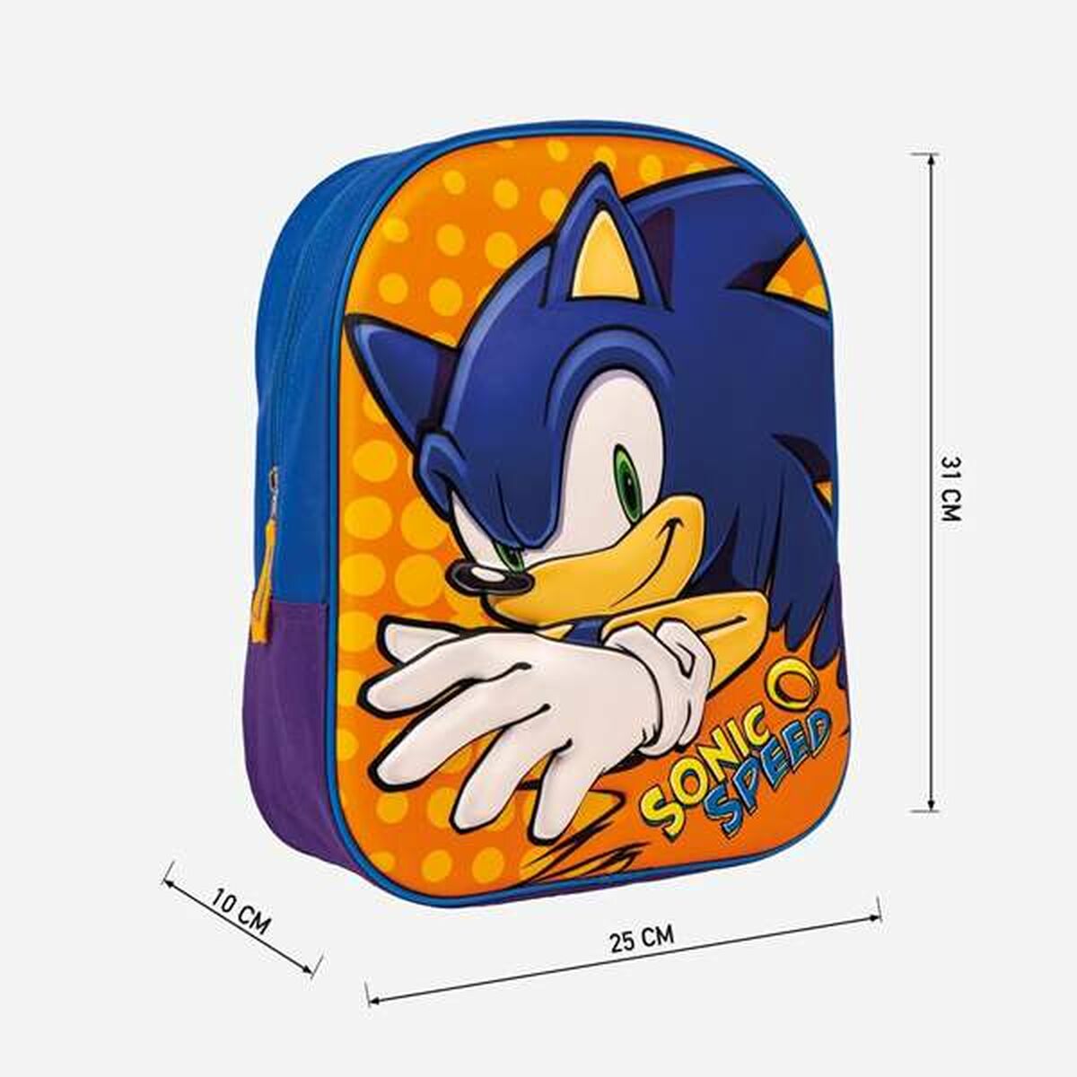 Skolryggsäck 3D Sonic Blå 25 x 31 x 9 cm Orange - 3
