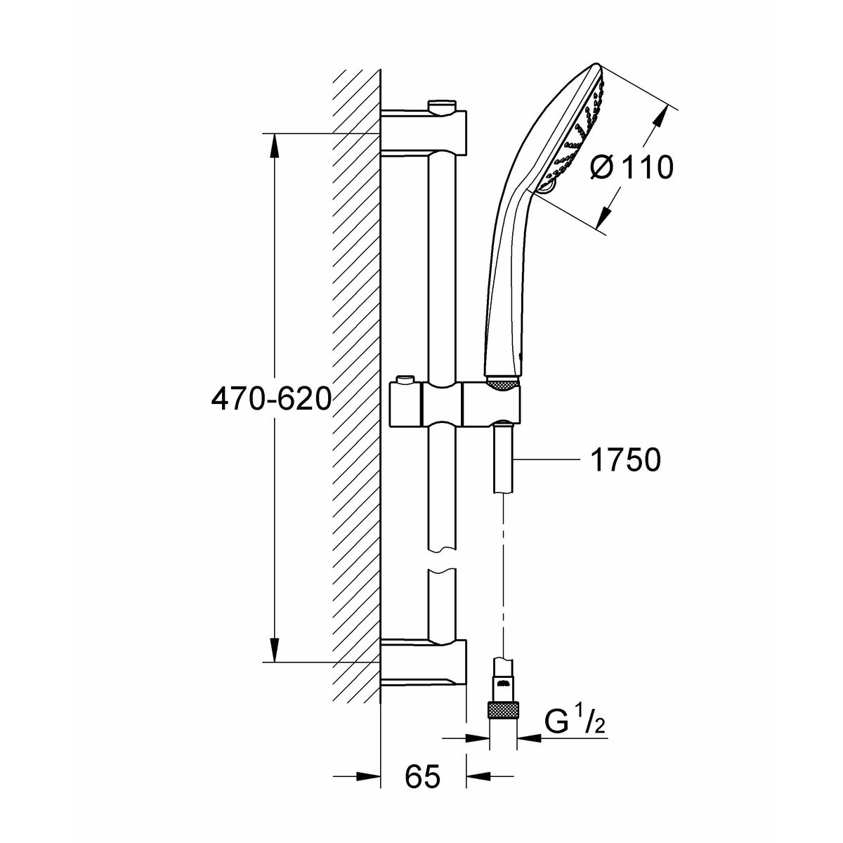 Duschset Grohe Vitalio Joy Silvrig Rostfritt stål 175 cm - 4