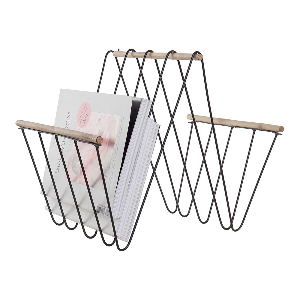 Tidningsställ DKD Home Decor 8424001814008 41 x 31 x 36 cm Svart Järn Trä MDF - 2