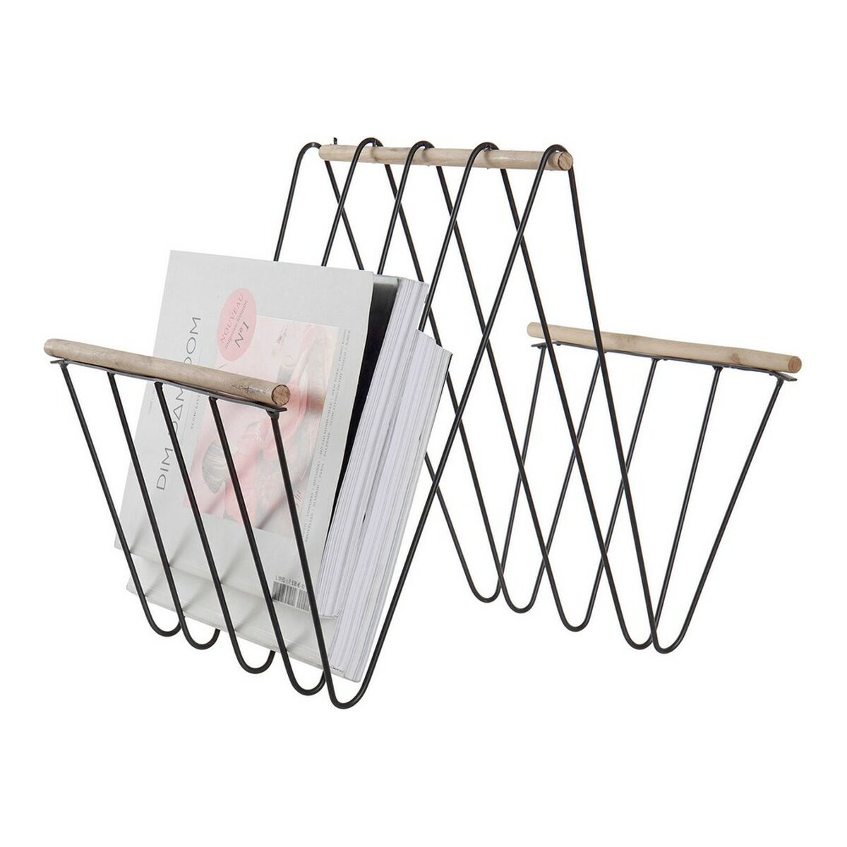 Tidningsställ DKD Home Decor 8424001814008 41 x 31 x 36 cm Svart Järn Trä MDF - 5