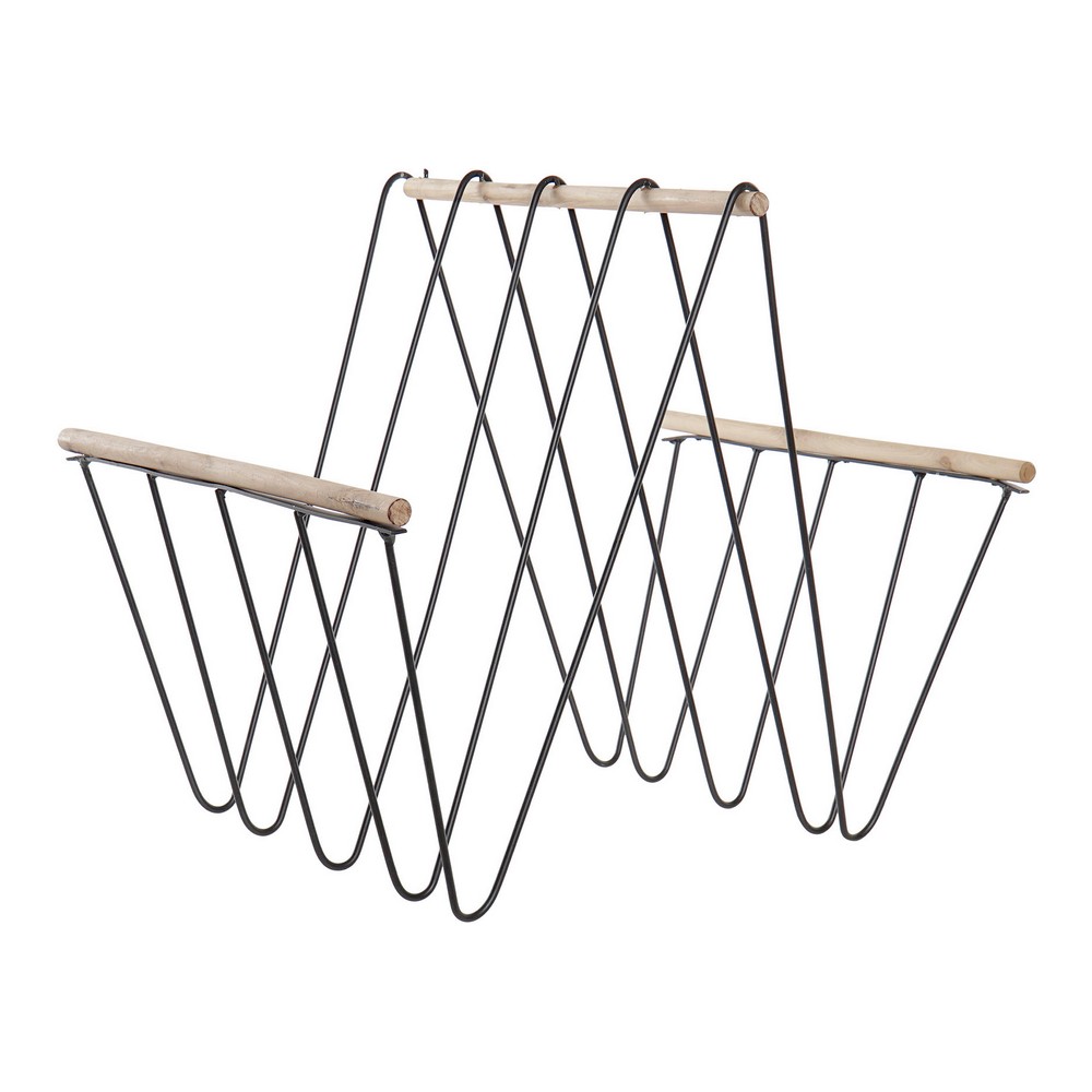 Tidningsställ DKD Home Decor 8424001814008 41 x 31 x 36 cm Svart Järn Trä MDF