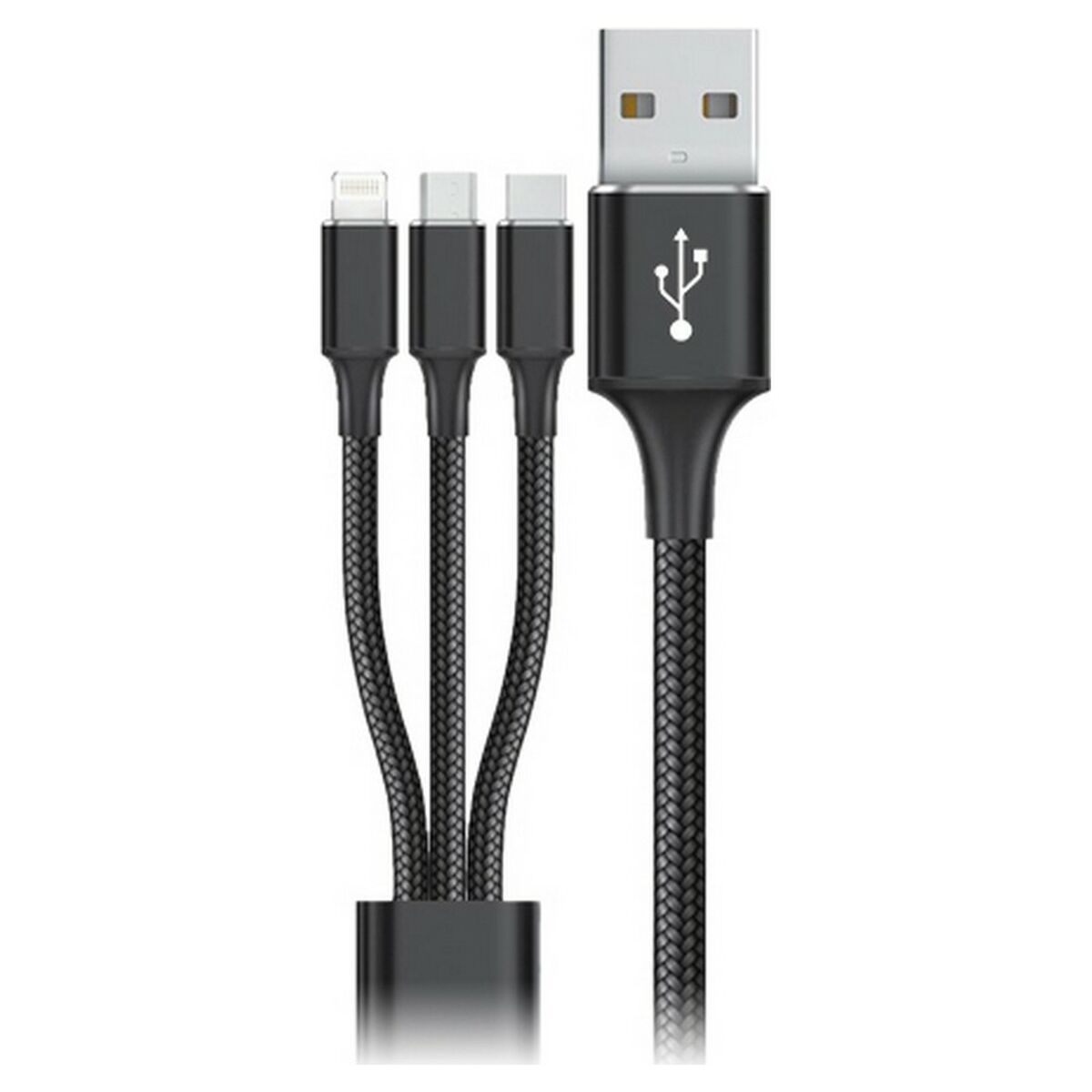 USB-kabel till mikro-USB, USB-C och Lightning Goms Svart 1, 2 m - 2