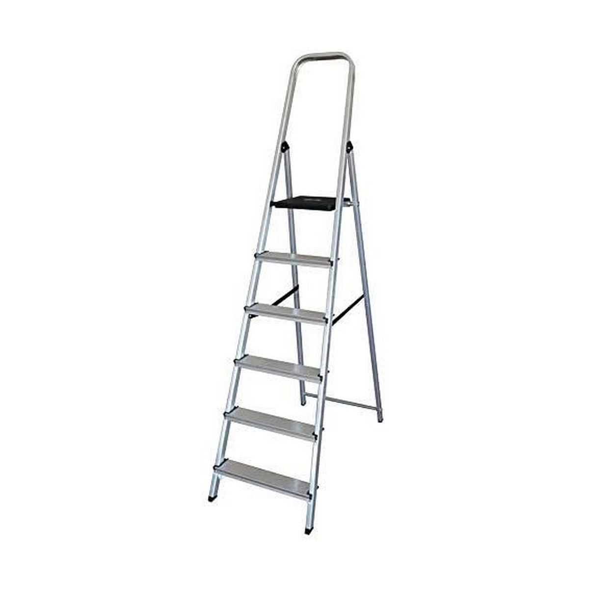 Hoppvikbar trappstege, 6 steg EDM Aluminium (48 x 10,5 x 193 cm)