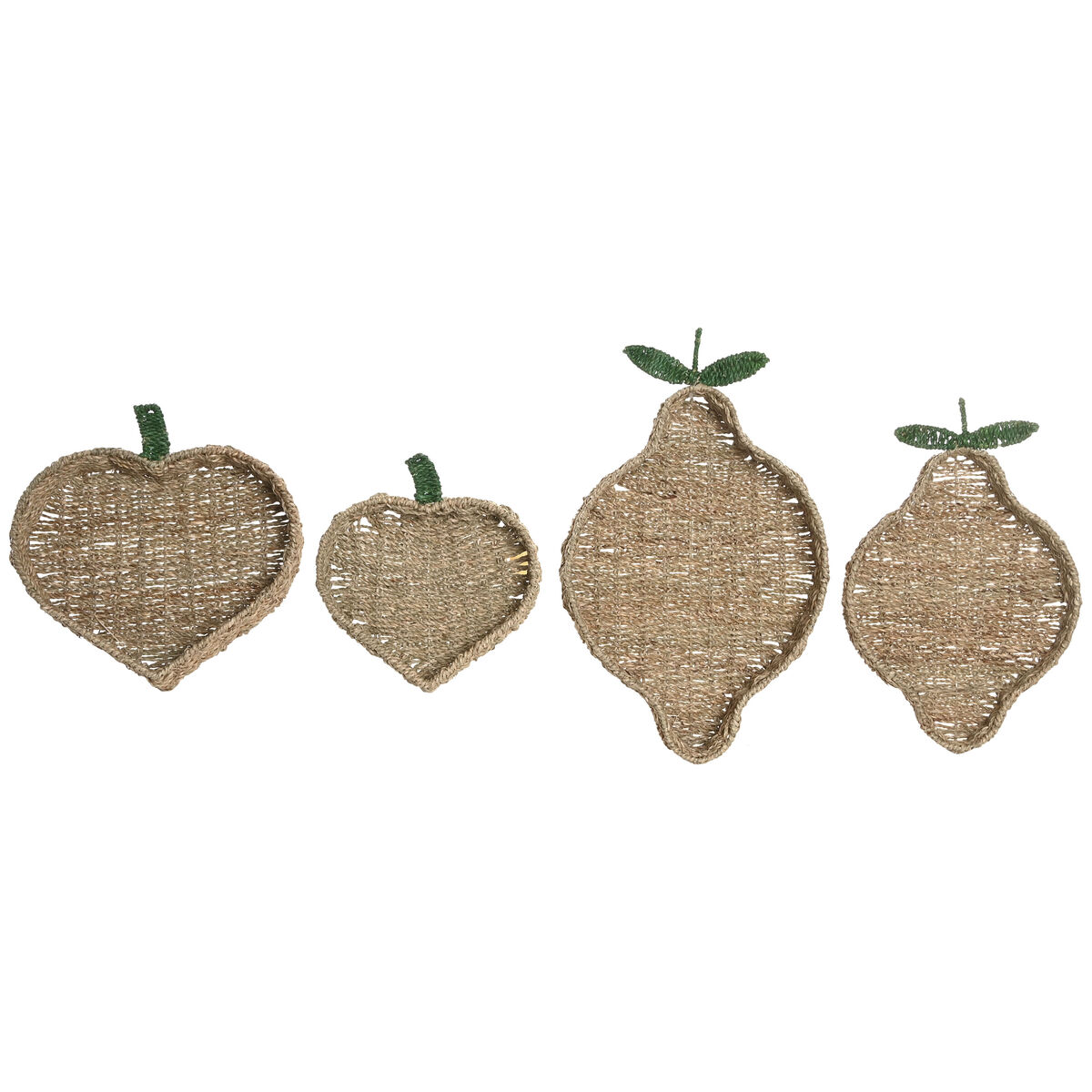 Bordsdekoration Home ESPRIT Grön Naturell Metall Naturliga fibrer 33 X 32 X 8 CM (2 antal) - 2