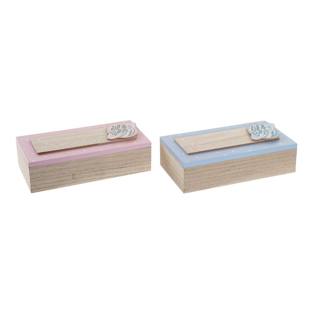 Dekorationslåda DKD Home Decor Naturell Aluminium Trä MDF 22 x 6 x 9 cm (2 antal) (1 antal)