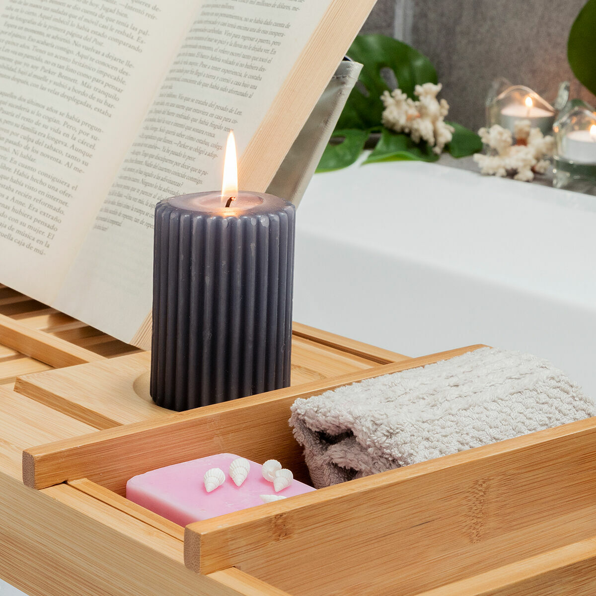Förlängningsbar badkarsbricka i bambu Trayth InnovaGoods - 13