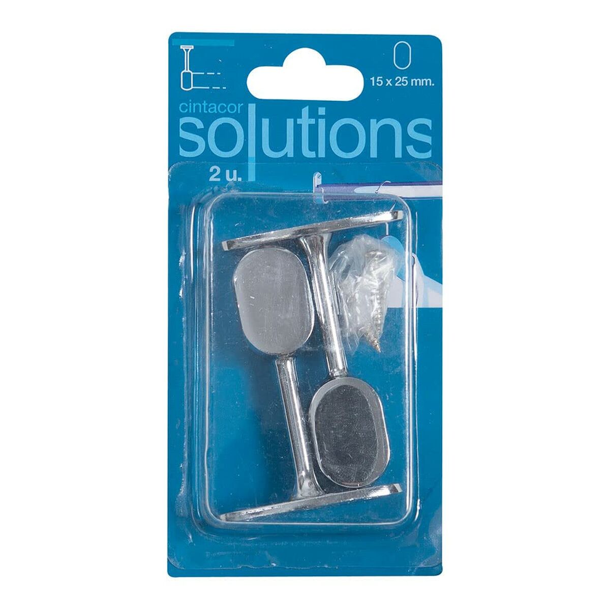 Stöd för garderob Stor Planet Avlång Kromad 2,5 x 1,5 cm Silvrig (2 antal) - 4