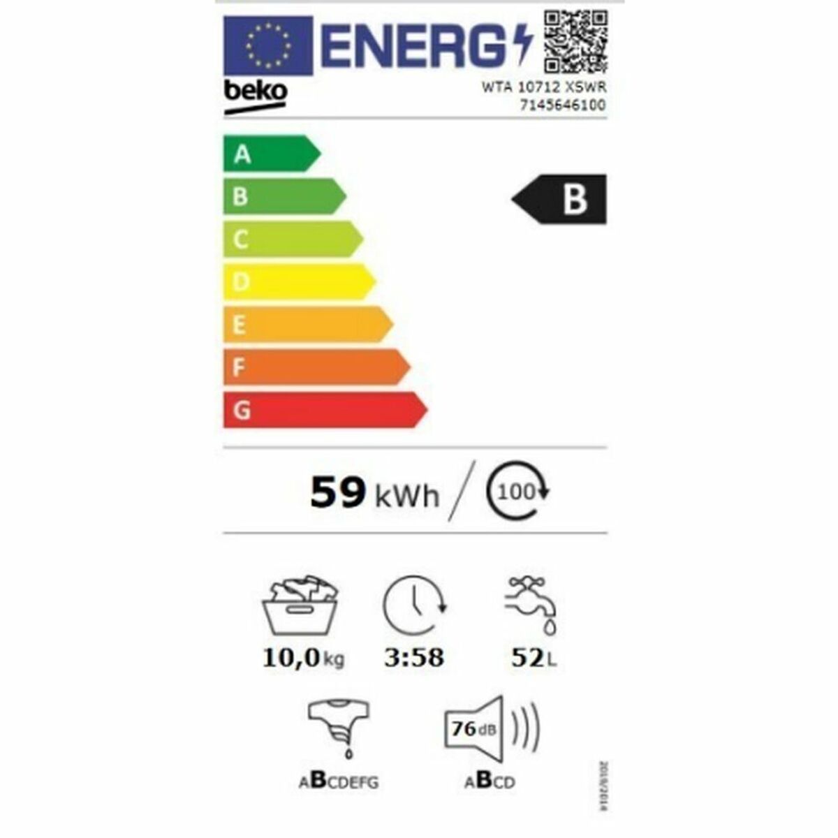 Tvättmaskin BEKO WTA 10712 XSWR 10 kg 1400 rpm - 2