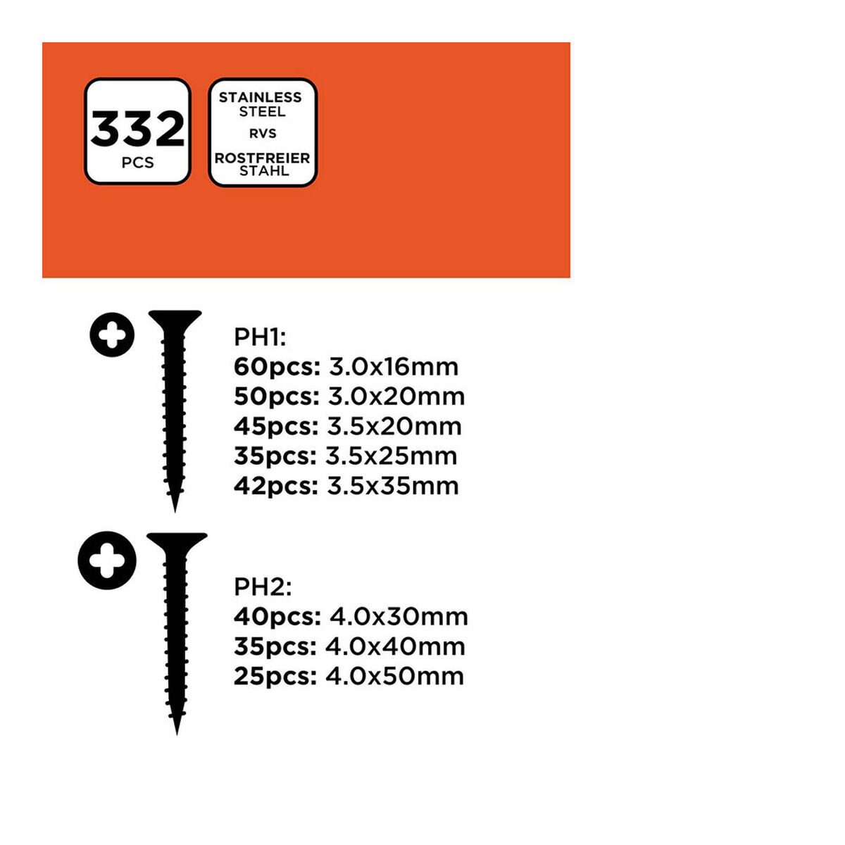 Skruvsats Black & Decker Phillips Trä 332 Delar - 5