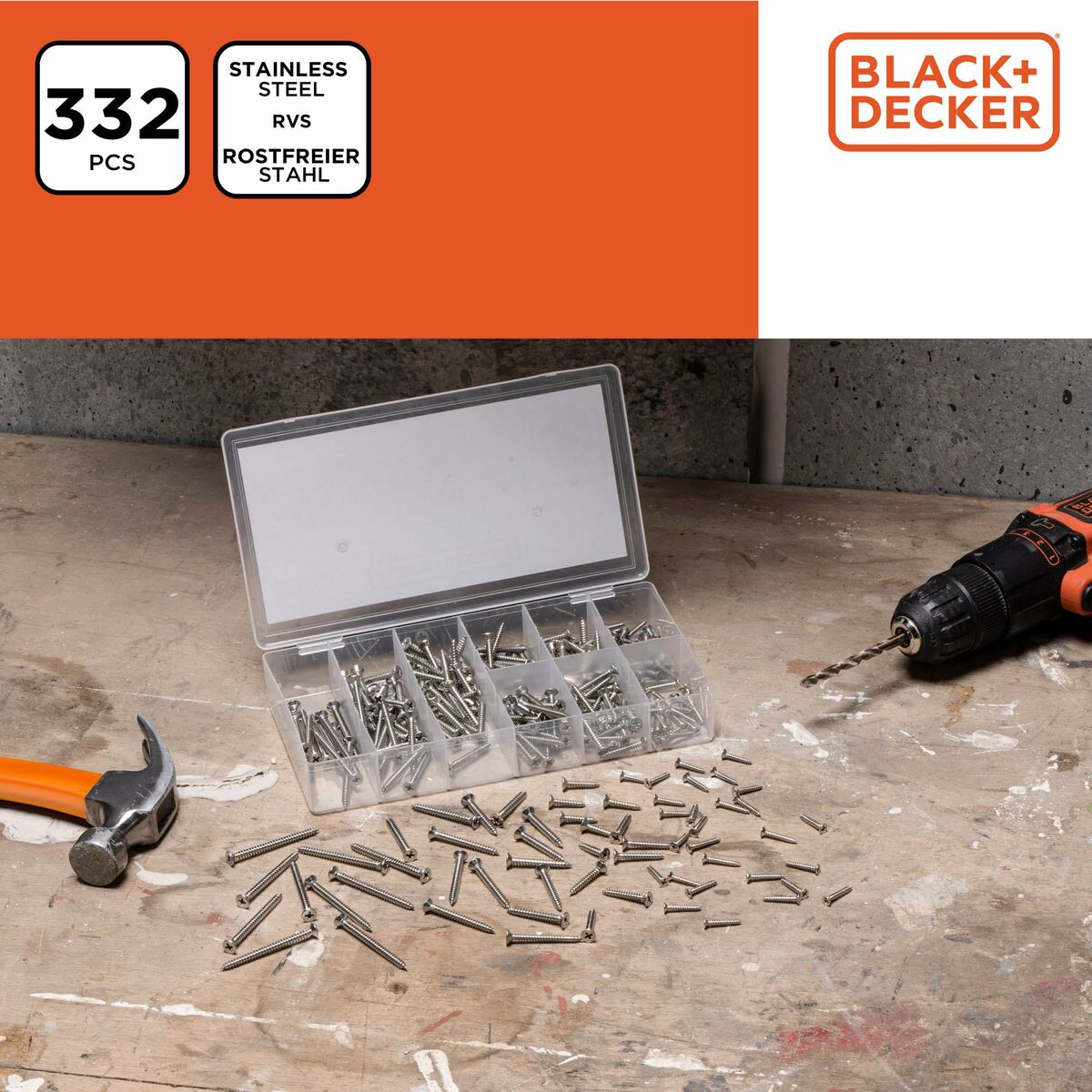 Skruvsats Black & Decker Phillips Trä 332 Delar - 6