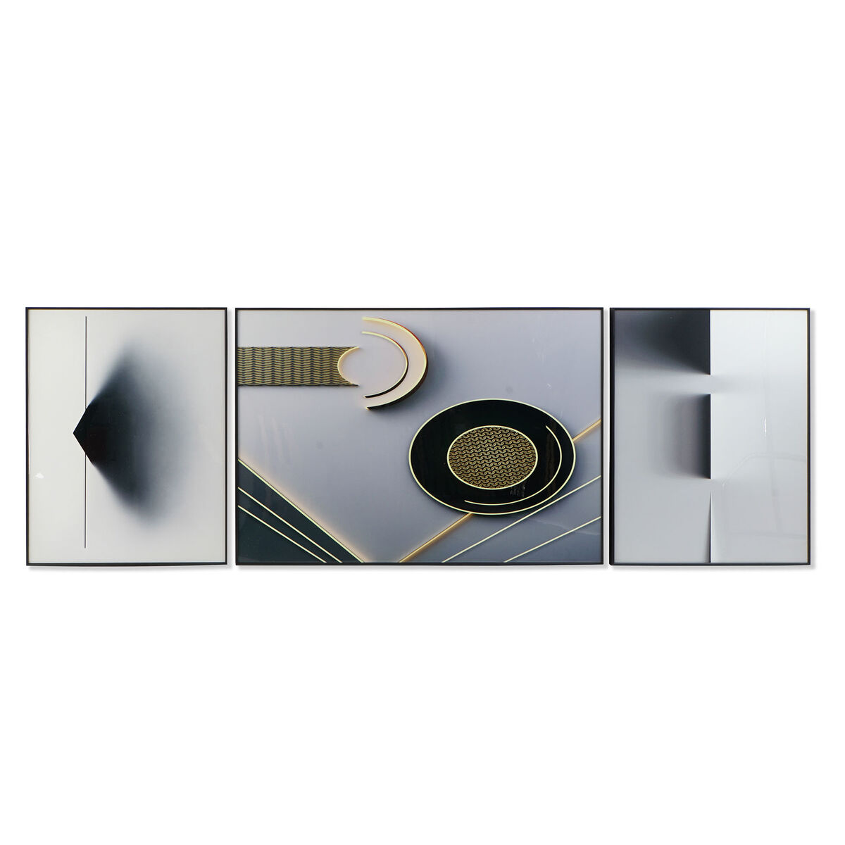 3-ramsset DKD Home Decor Aluminium Trä MDF 240 x 3 x 80 cm (3 Delar) - 3