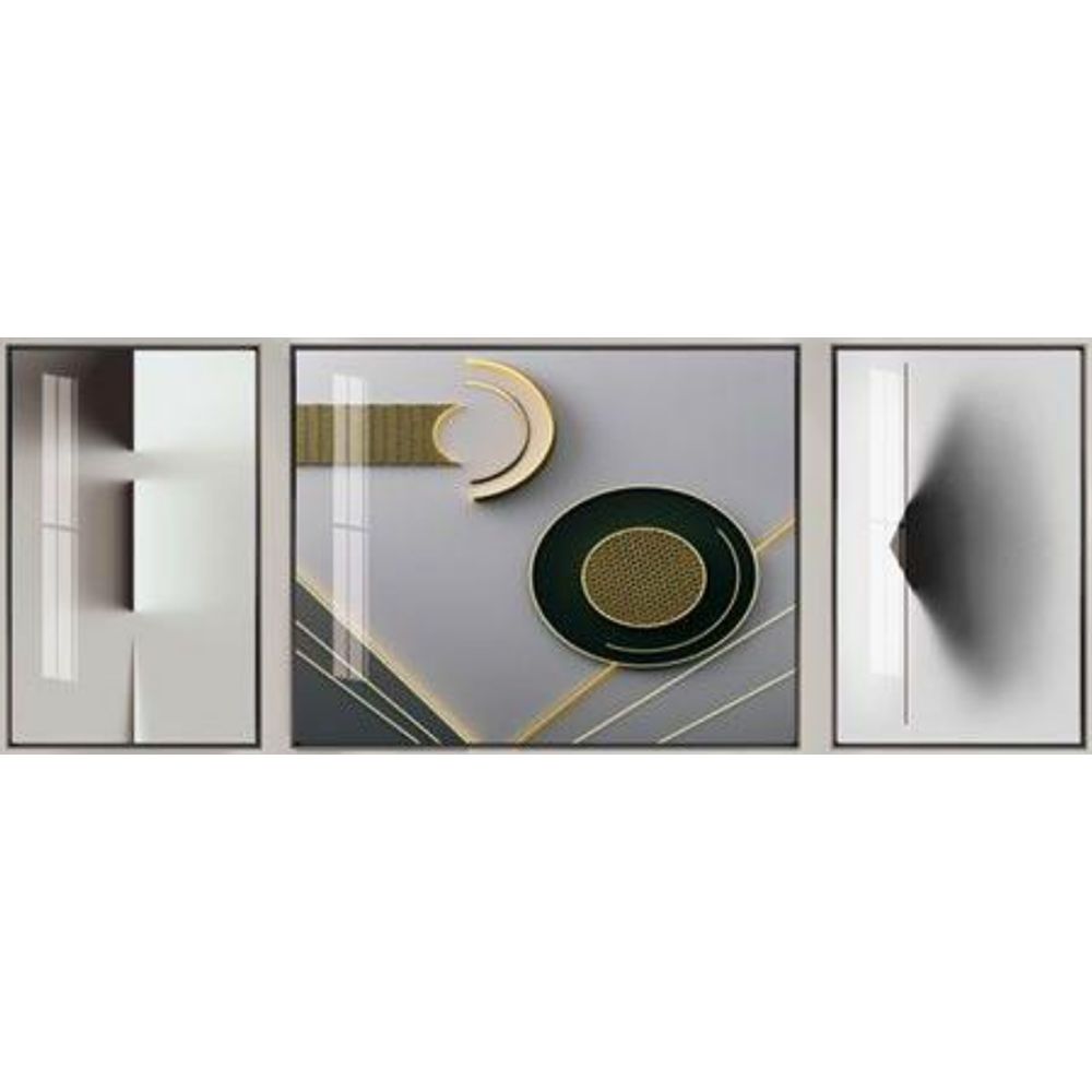 3-ramsset DKD Home Decor Aluminium Trä MDF 240 x 3 x 80 cm (3 Delar)