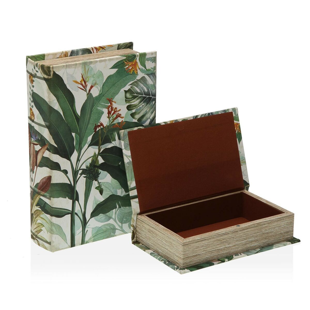 Dekorationslåda Versa Boken Tropiskt Kanvas Trä MDF 7 x 27 x 18 cm - 2