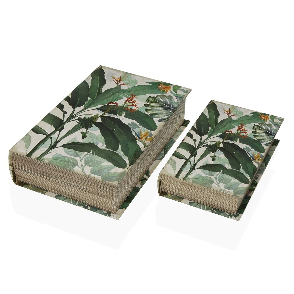 Dekorationslåda Versa Boken Tropiskt Kanvas Trä MDF 7 x 27 x 18 cm