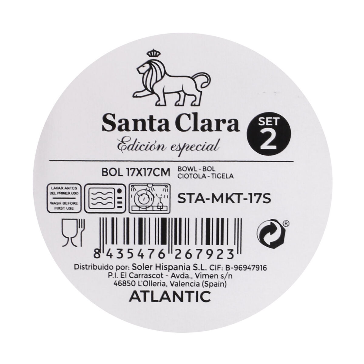 Skålset Santa Clara Horus 17 x 17 x 5 cm (2 Delar) (3 antal) (2 antal) - 5