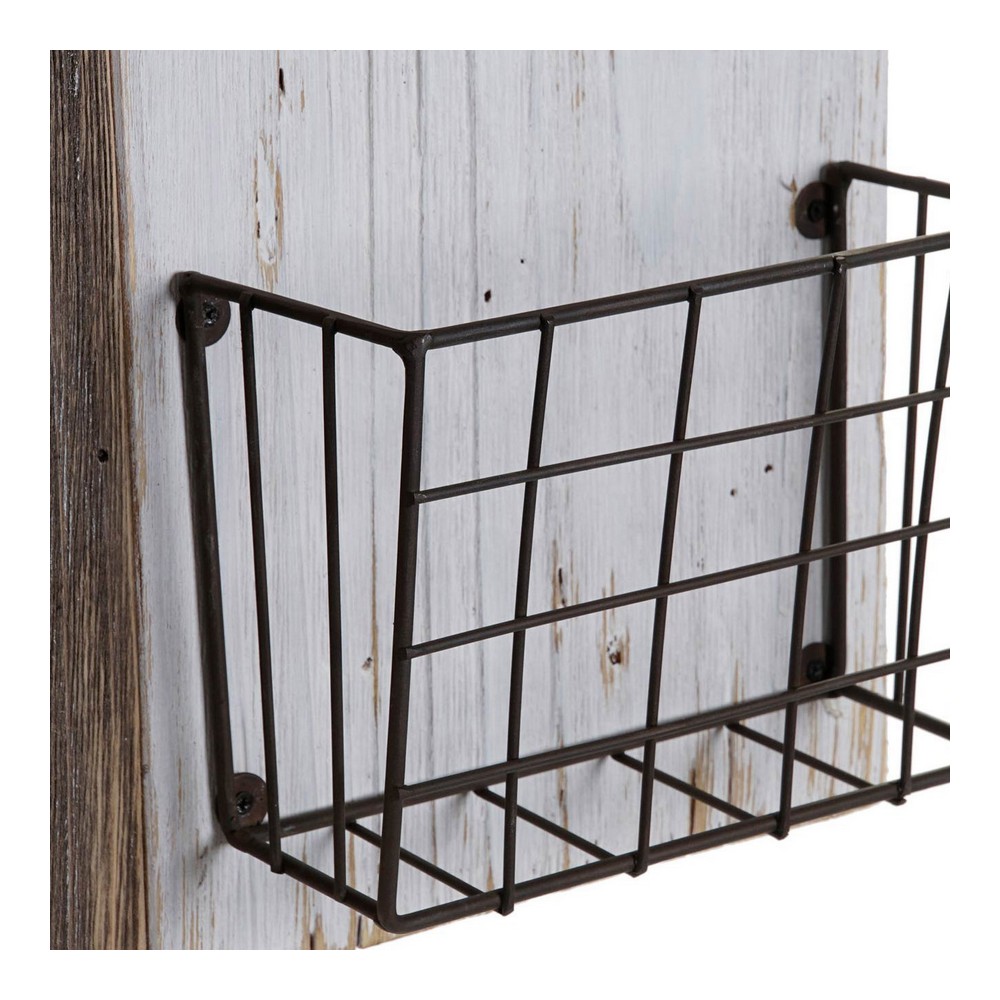 Tidningsställ DKD Home Decor Vit Brun Metall Paulowniaträ (57 x 10 x 40 cm) - 2