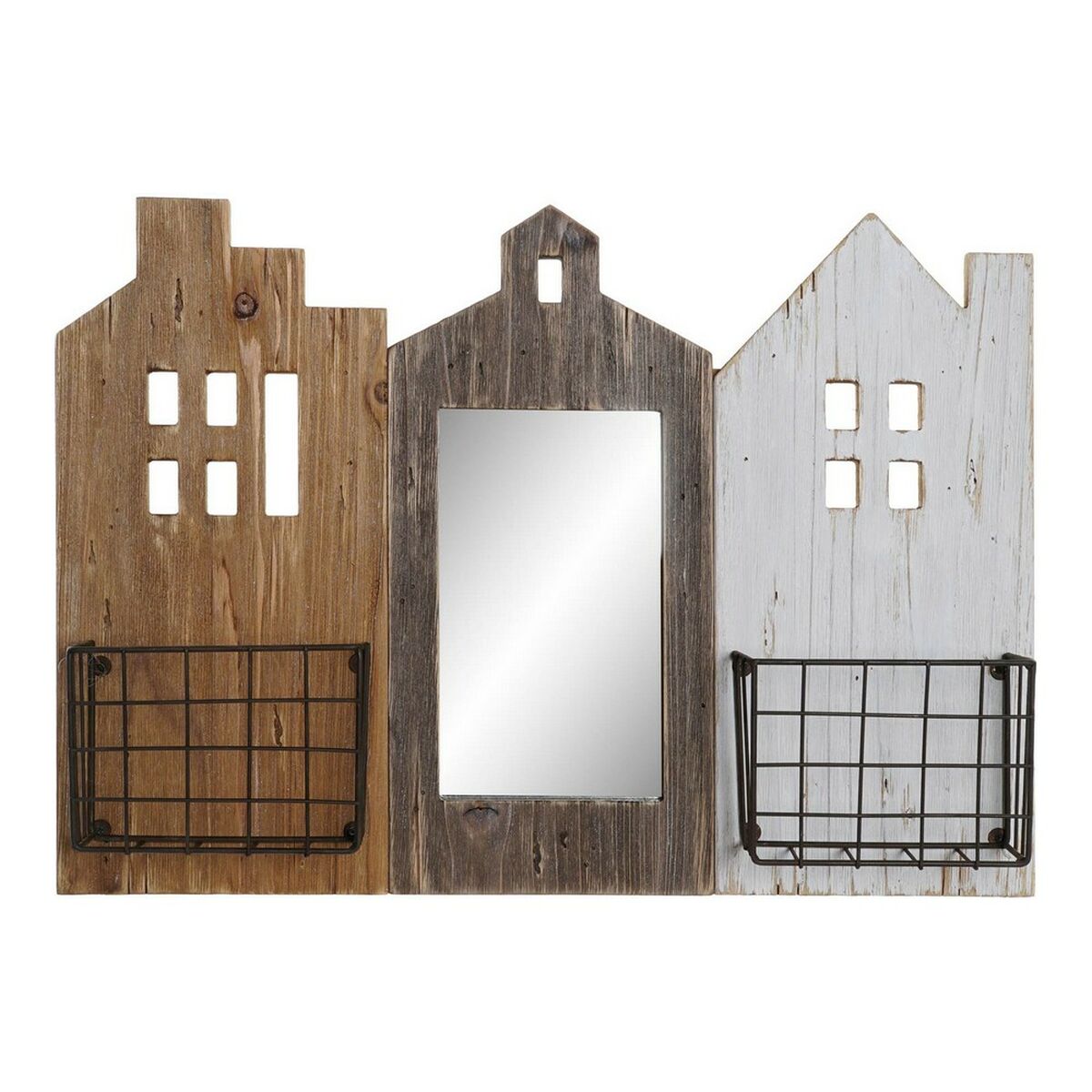 Tidningsställ DKD Home Decor Vit Brun Metall Paulowniaträ (57 x 10 x 40 cm) - 4