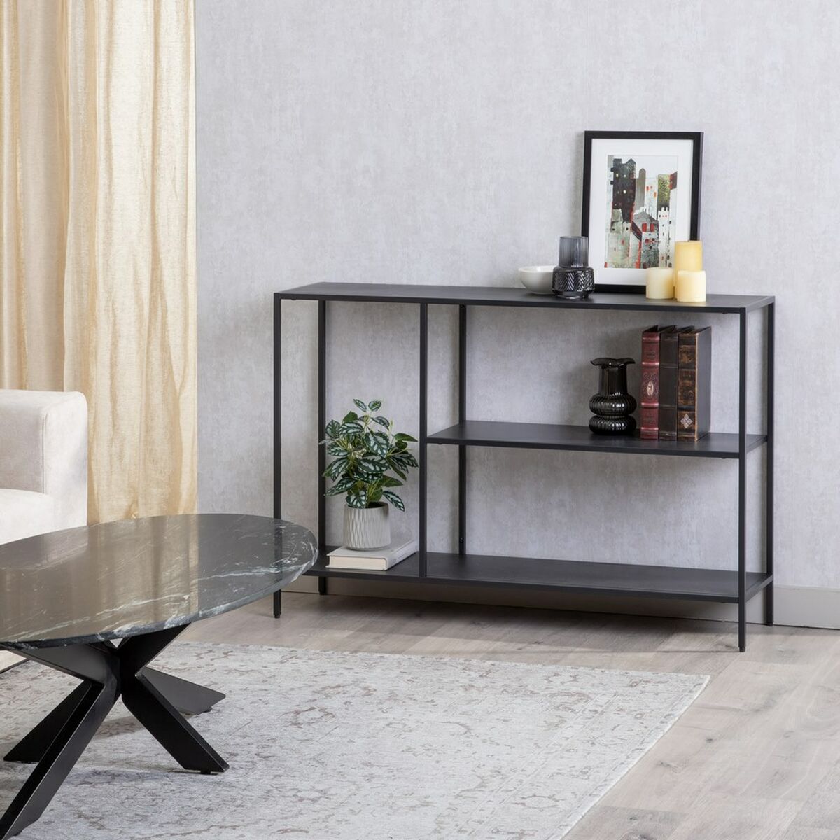 TV-möbler 120,5 x 30 x 81,3 cm Svart Stål - 9