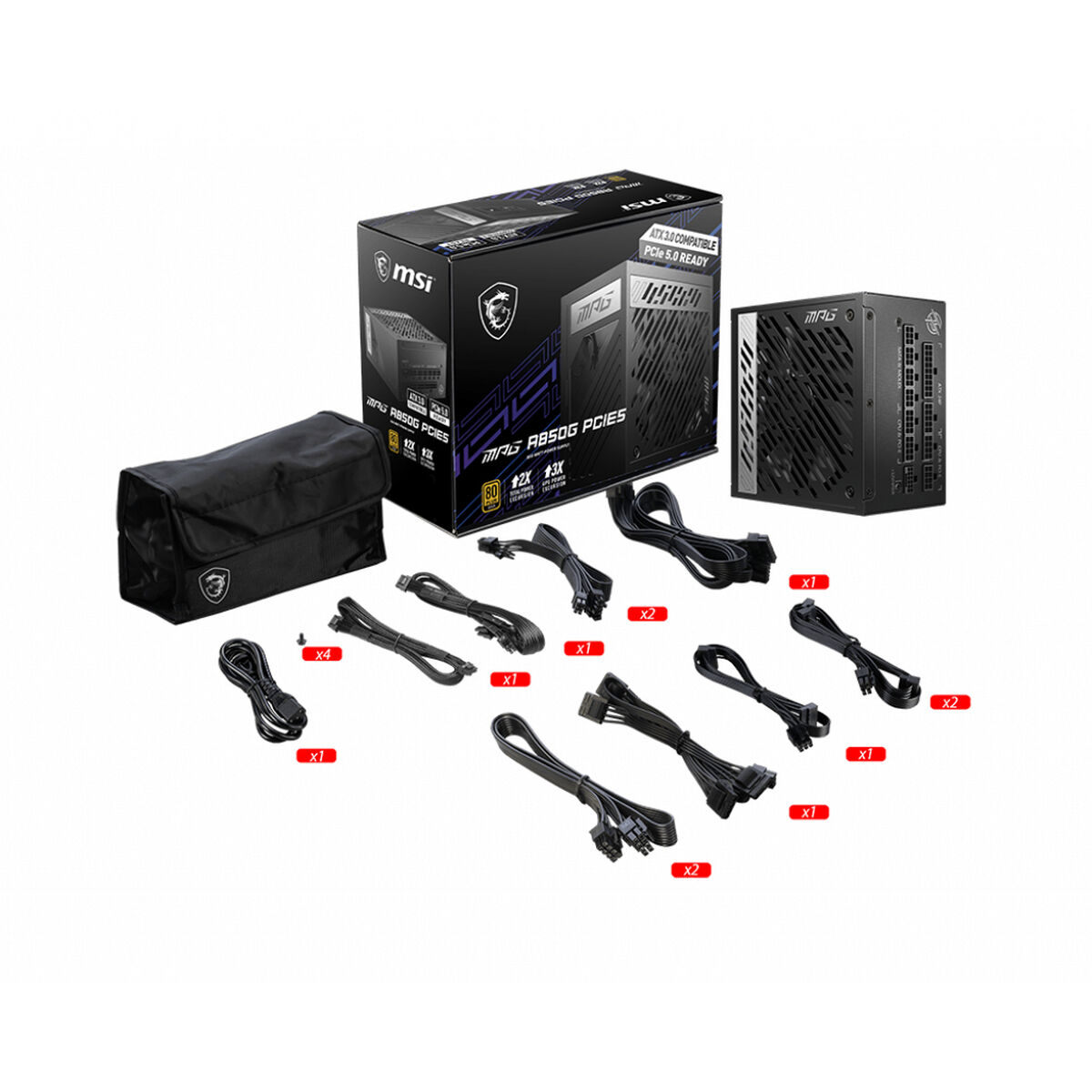 Strömtillförsel MSI MPG A850G PCIE5 850 W 80 Plus Gold - 2