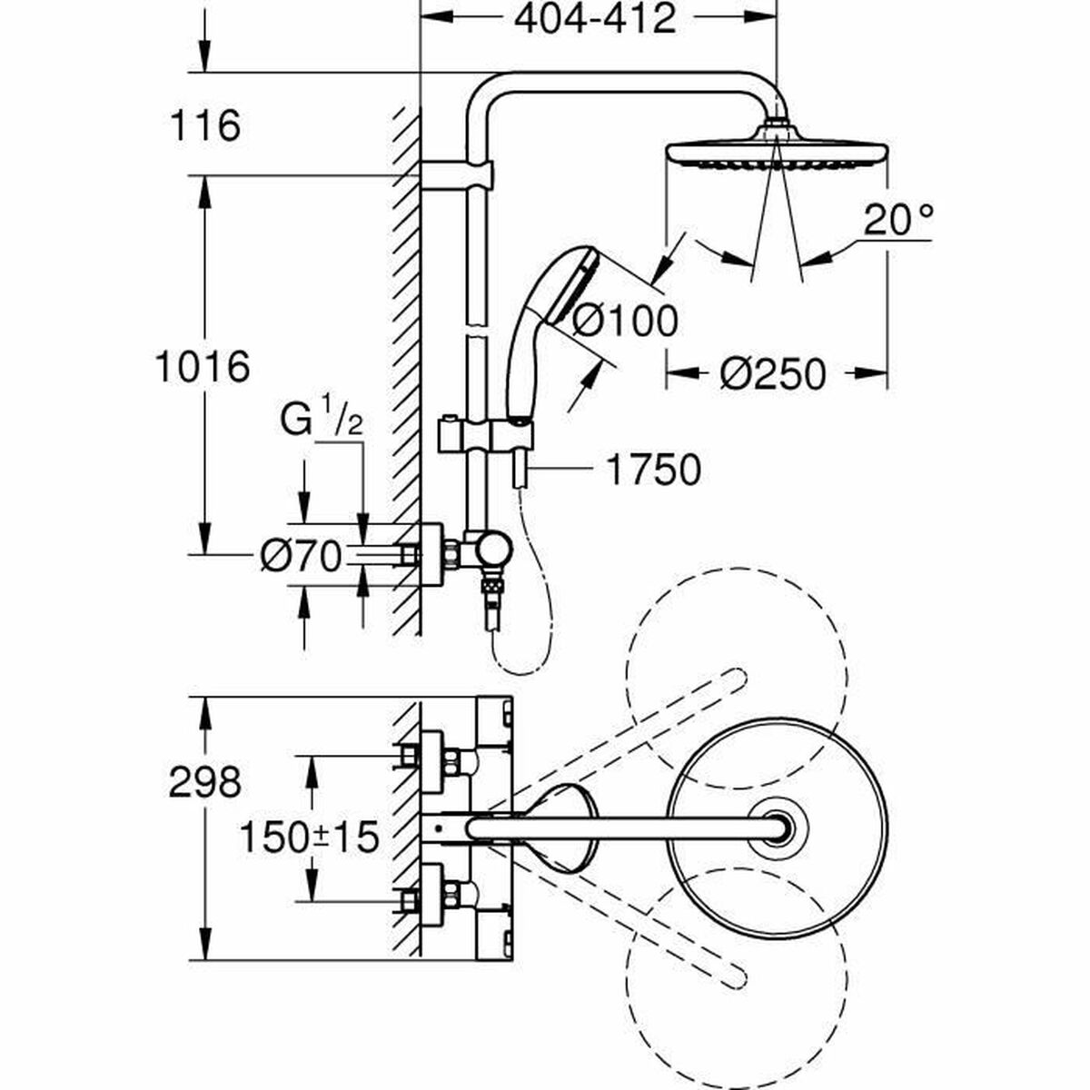 Duschpelare Grohe Vitalio Start 250 - 2