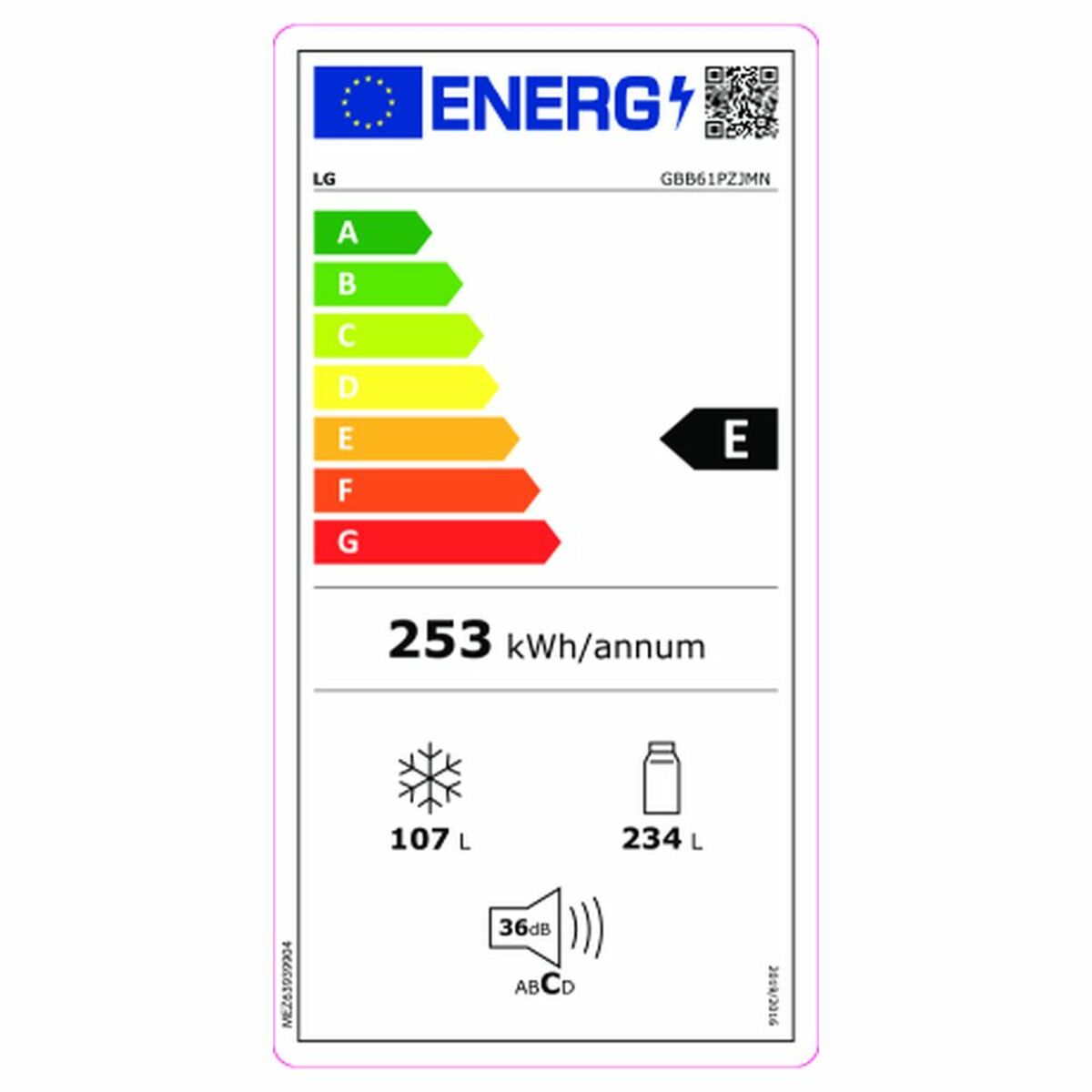 Kombinerat kylskåp LG GBB61PZJMN  Rostfritt stål (186 x 60 cm) - 2
