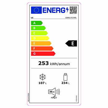 Kombinerat kylskåp LG GBB61PZJMN  Rostfritt stål (186 x 60 cm)